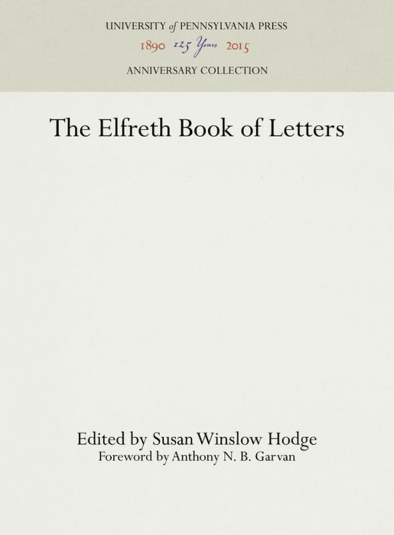 Cover image for The Elfreth Book of Letters ISBN 9781512816938